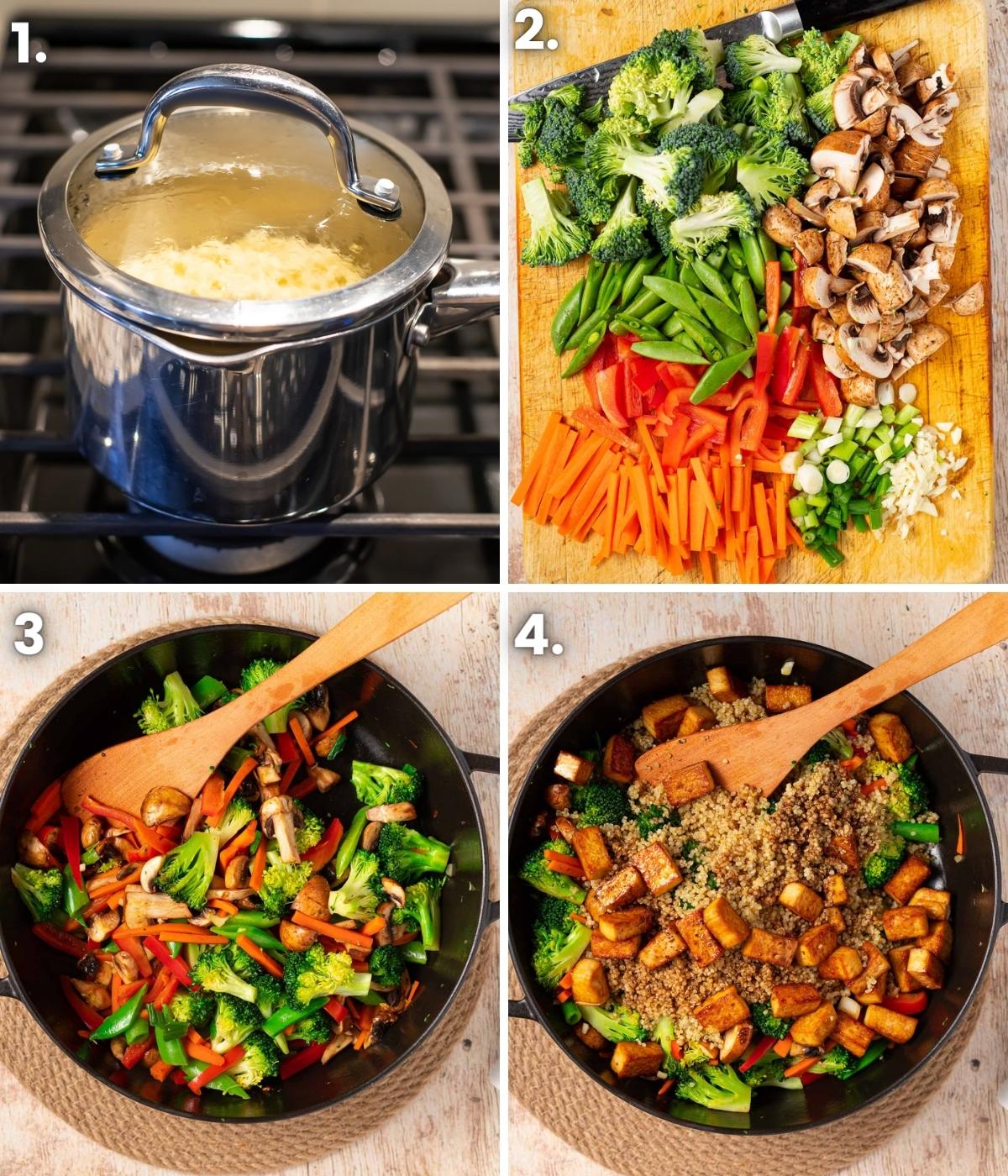 process shots of how to make the stir fry