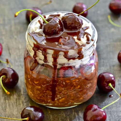 a jar of Black Forest Overnight Oats