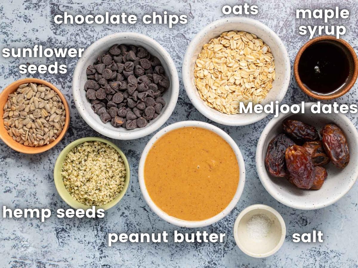 ingredients needed to make chocolate peanut butter protein balls