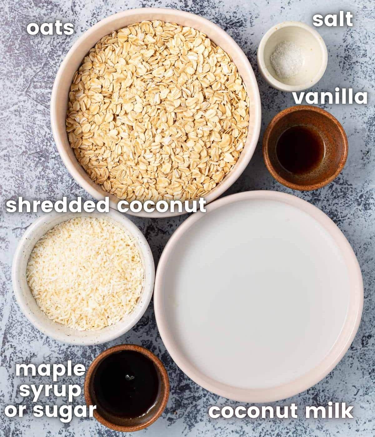 ingredients needed to make coconut milk oatmeal as per the written list