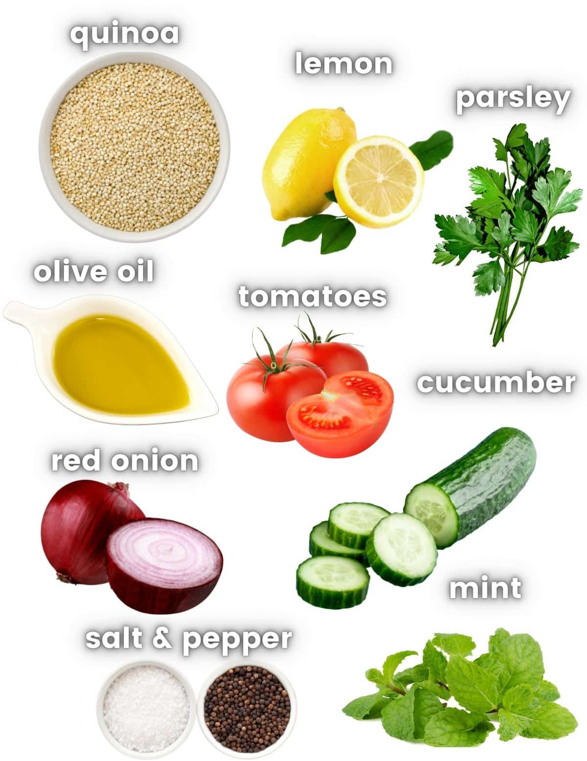 ingredients needed to make gluten-free quinoa tabbouleh