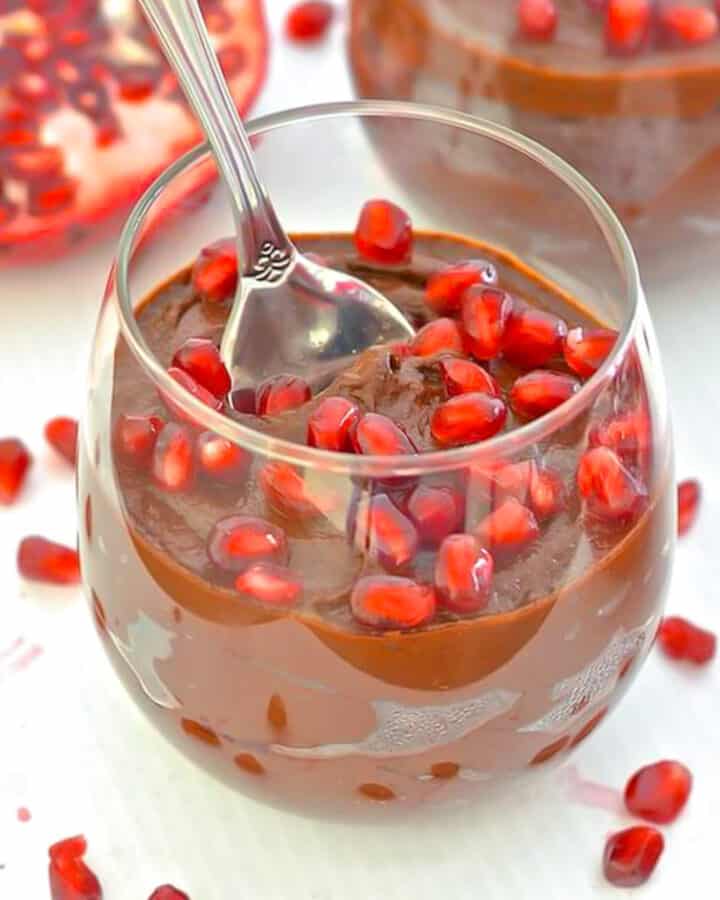 sweet potato chocolate pudding in a glass