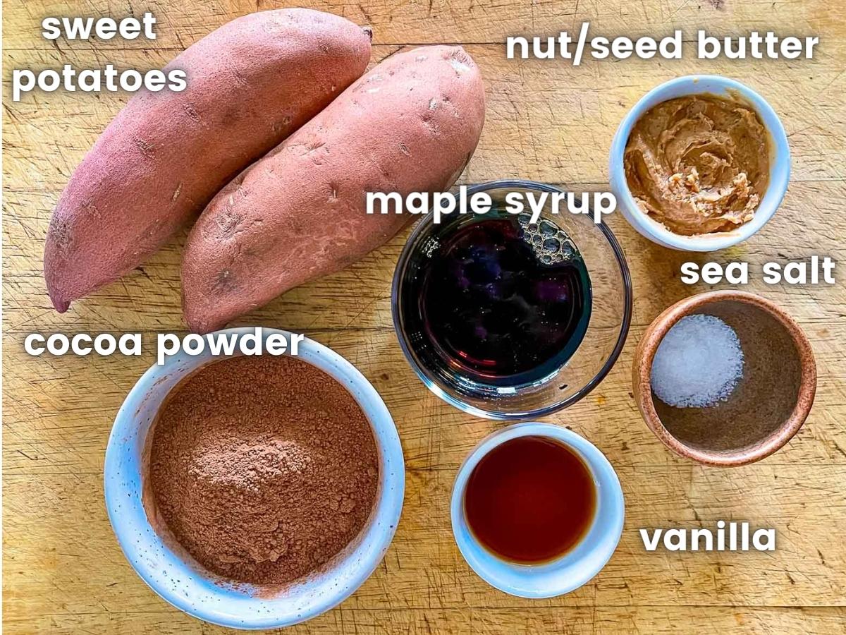 ingredients for sweet potato chocolate pudding