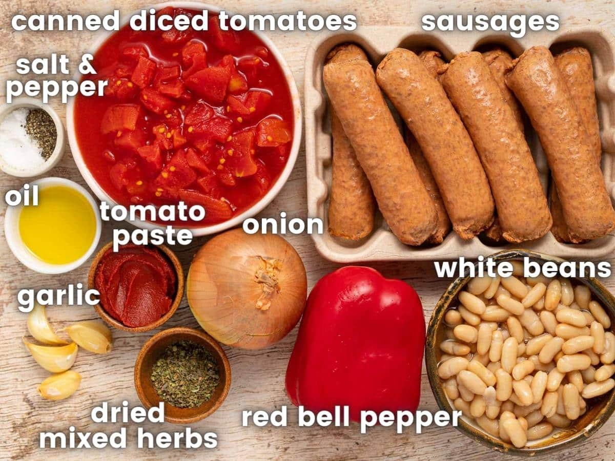 ingredients for vegan sausage casserole