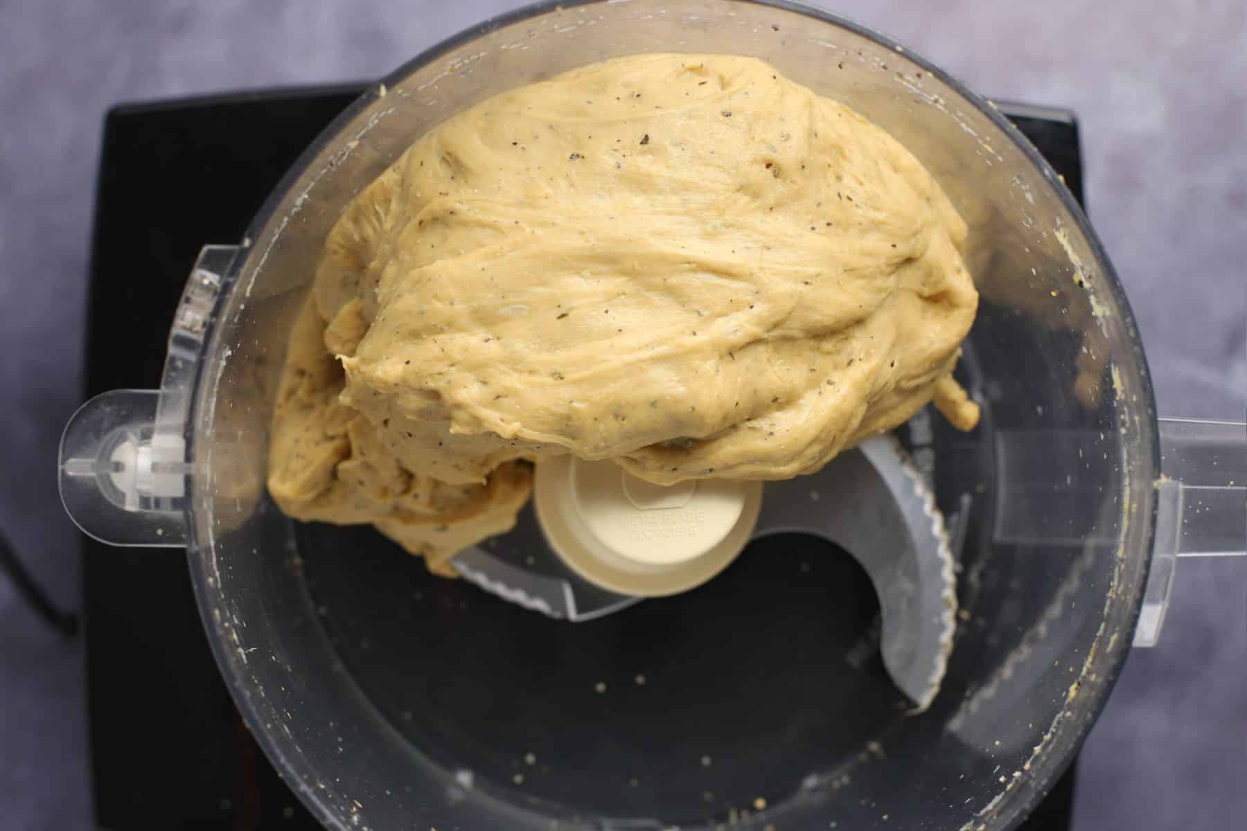 smooth seitan dough in a food processor