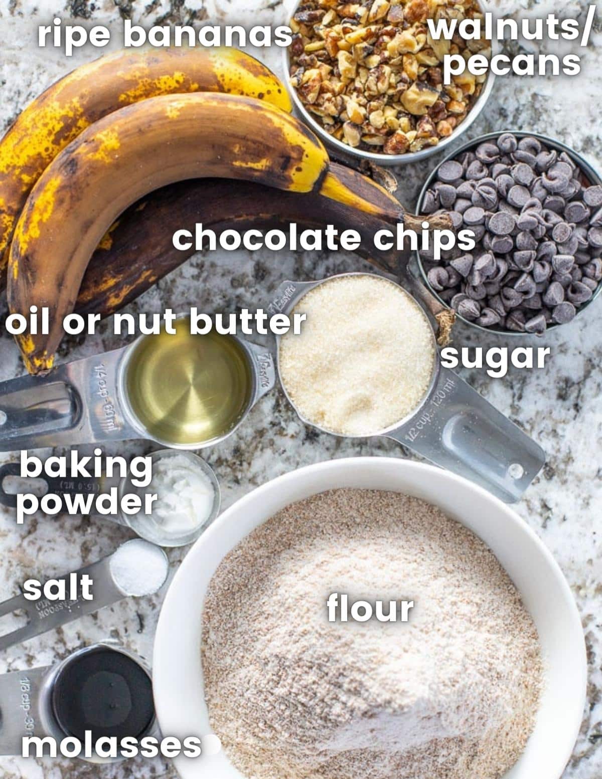 ingredients for vegan banana bread 