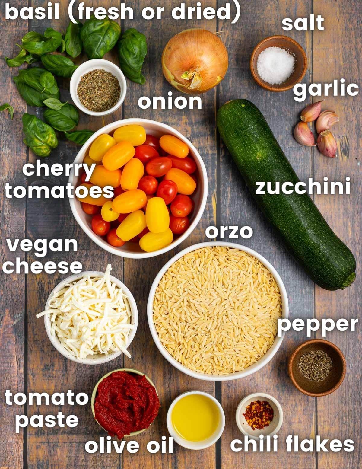 ingredients for vegan orzo recipe 