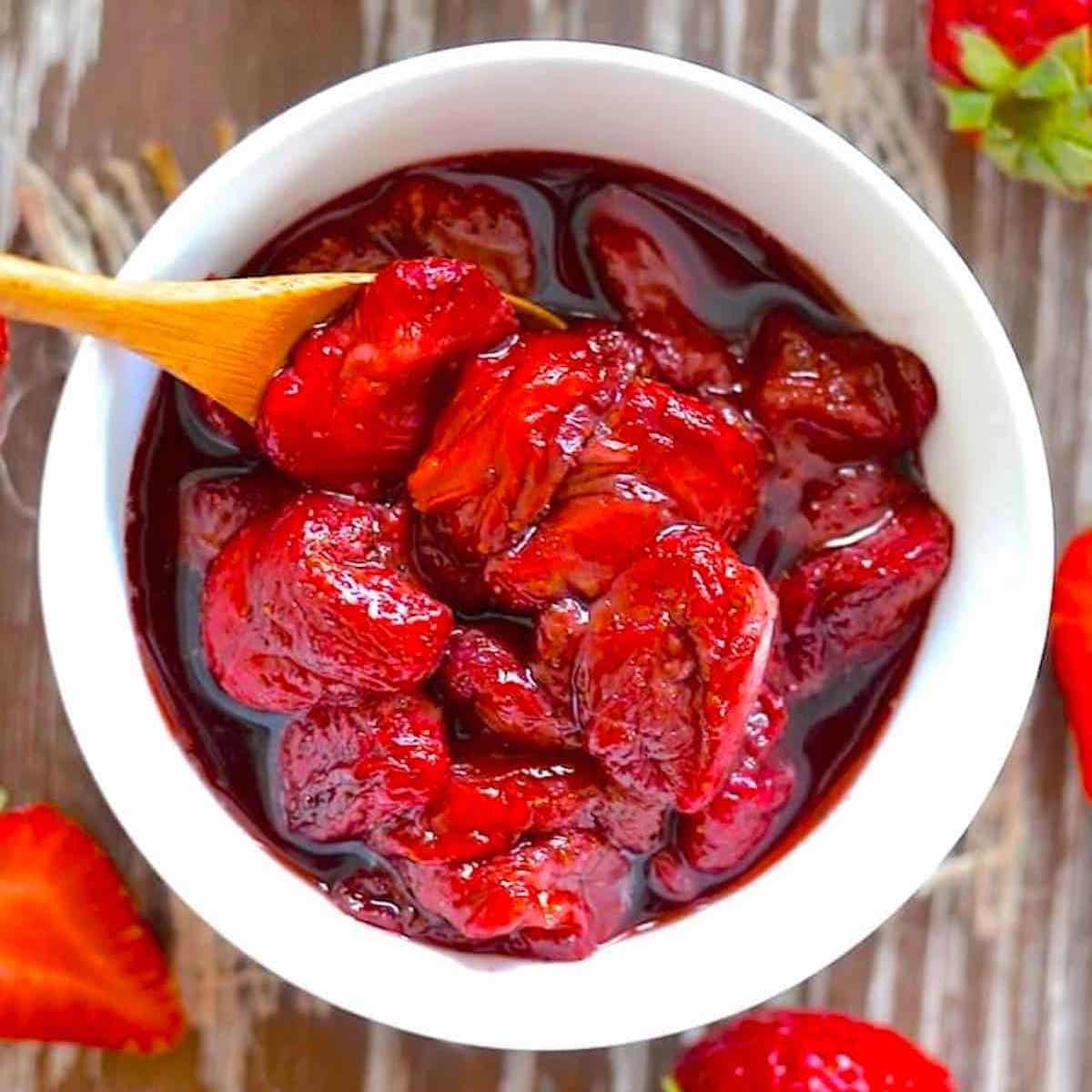 roasted strawberries in a bowl