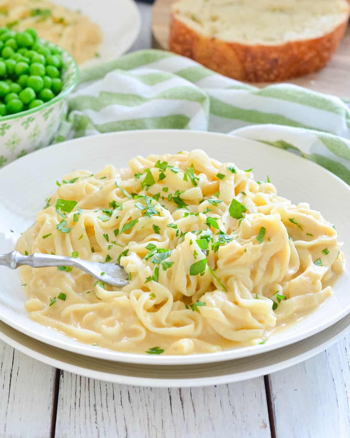 a bowl of caulflower alfredo