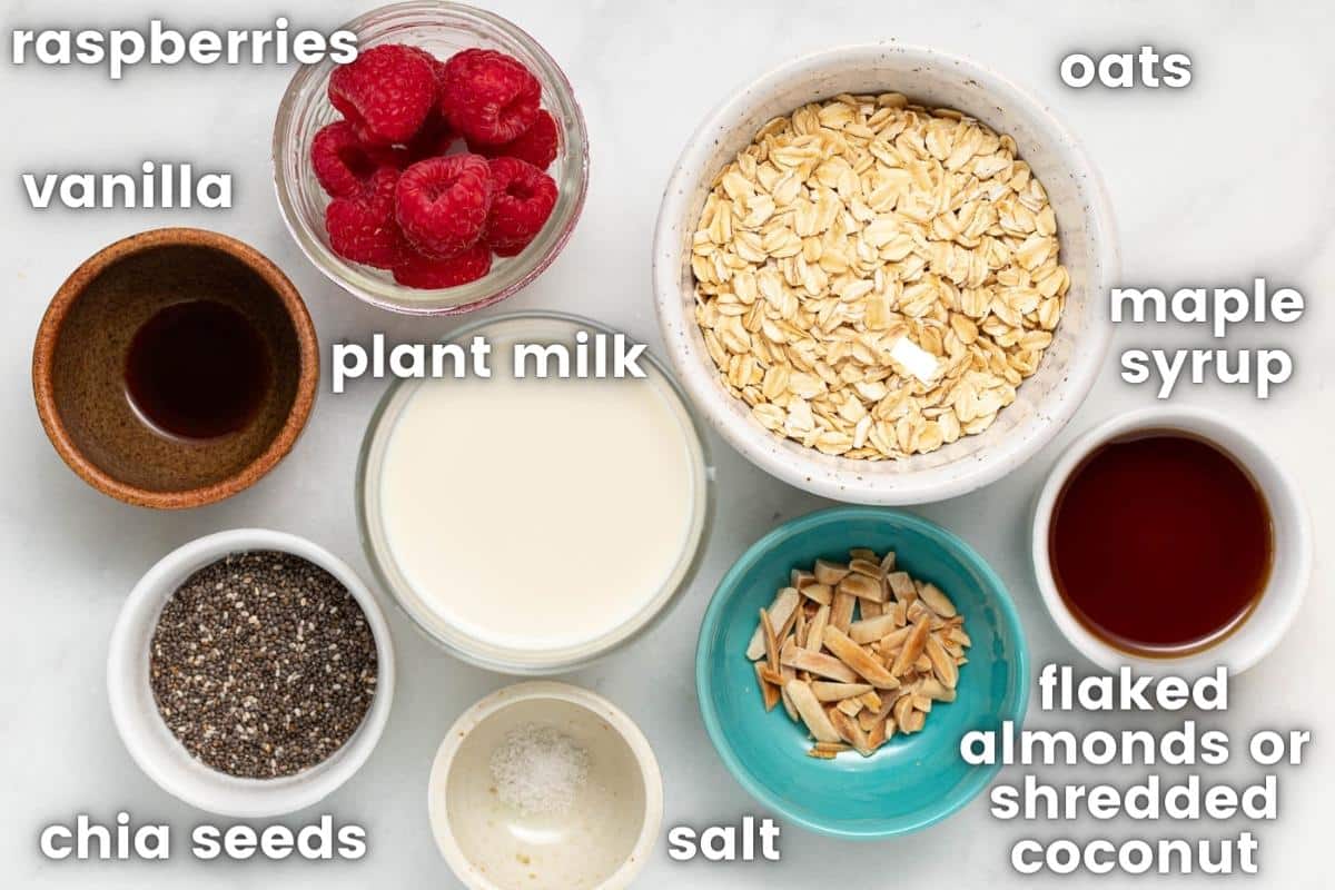ingredients needed to make raspberry overnight oats 