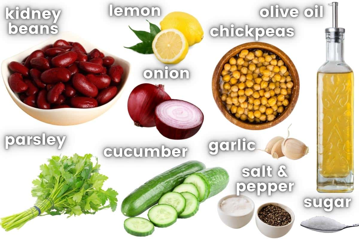 ingredients for kidney bean/red bean salad 