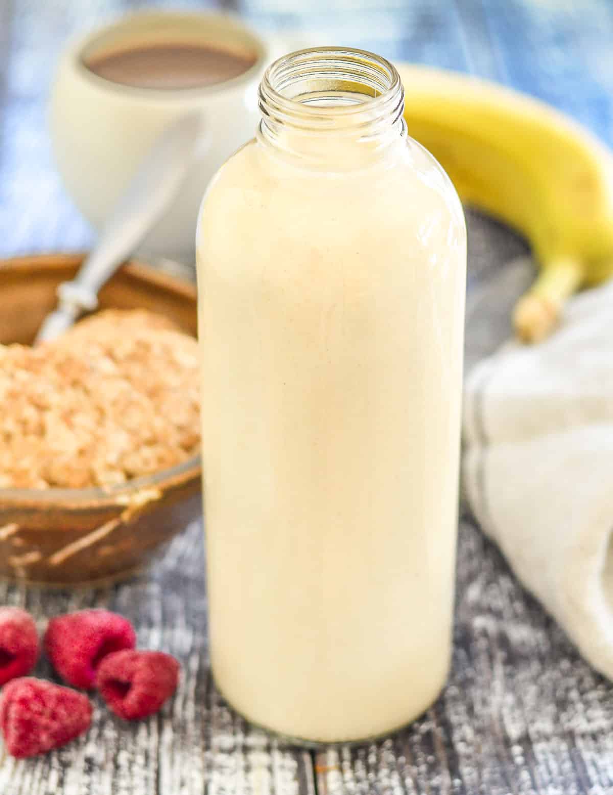 a bottle of oat milk