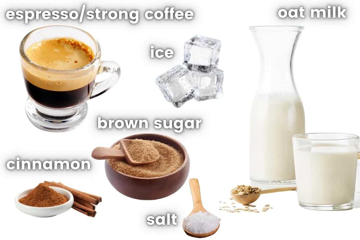 ingredients to make shaken espresso beverage 