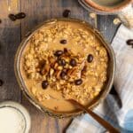 a bowl of coffee overnight oats