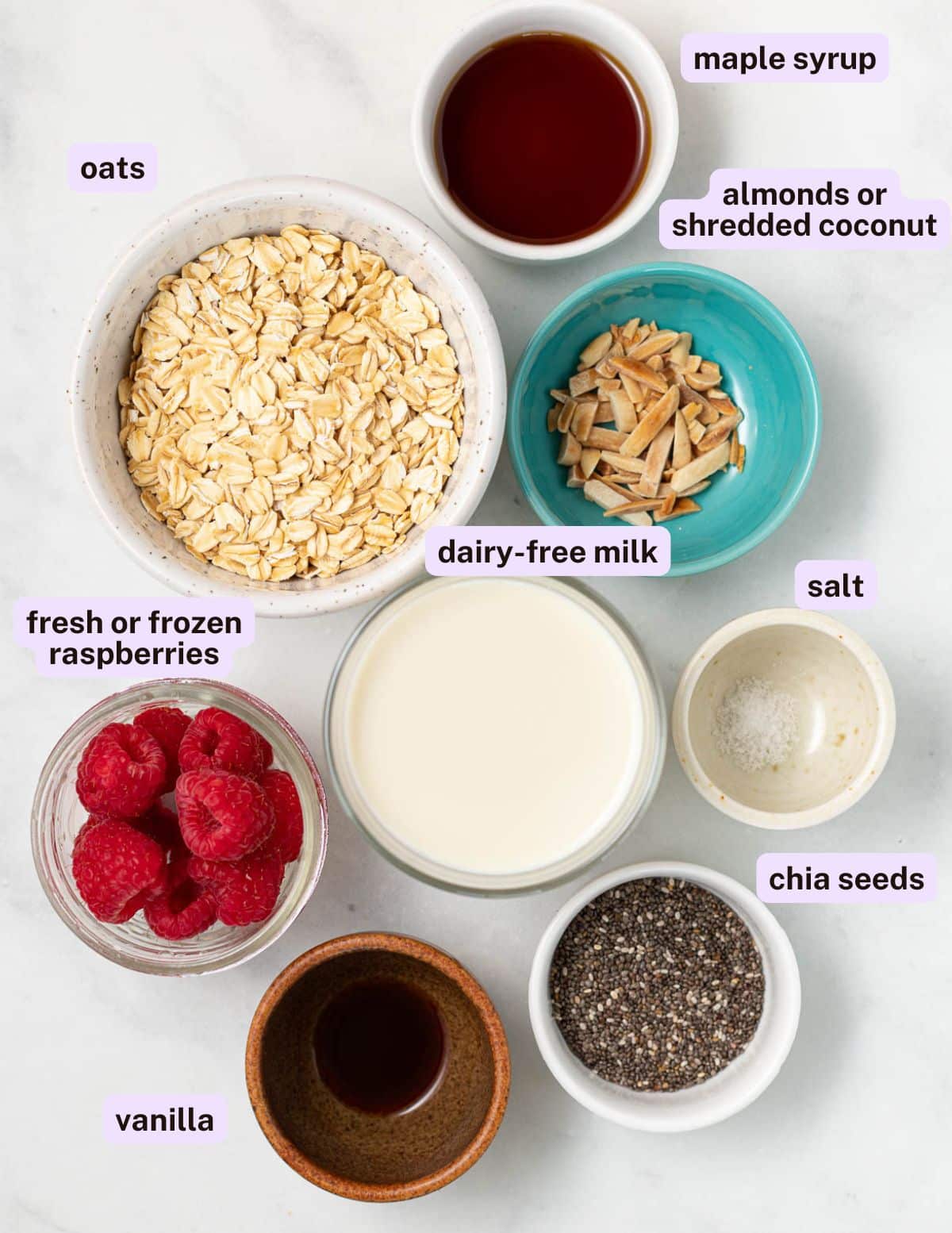 raspberry overnight oat ingredients 