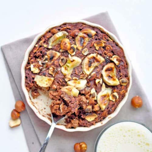 chocolate banana hazelnut baked oatmeal