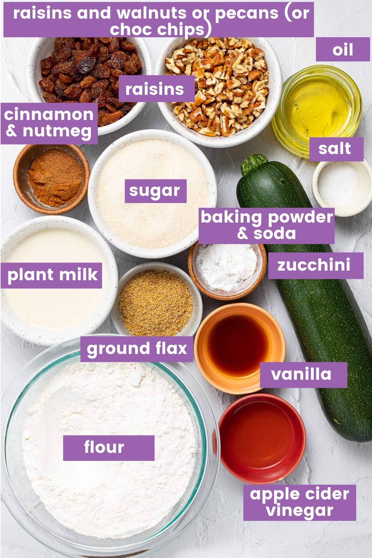 ingredients needed to make vegan zucchini bread
