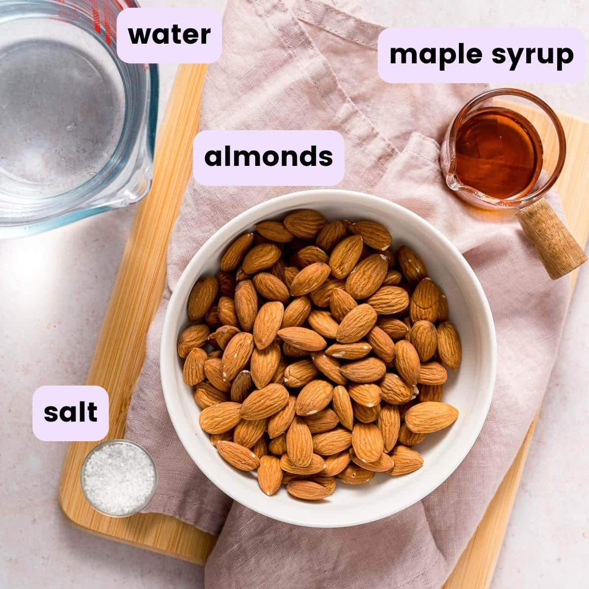 the ingredients needed to make almond milk