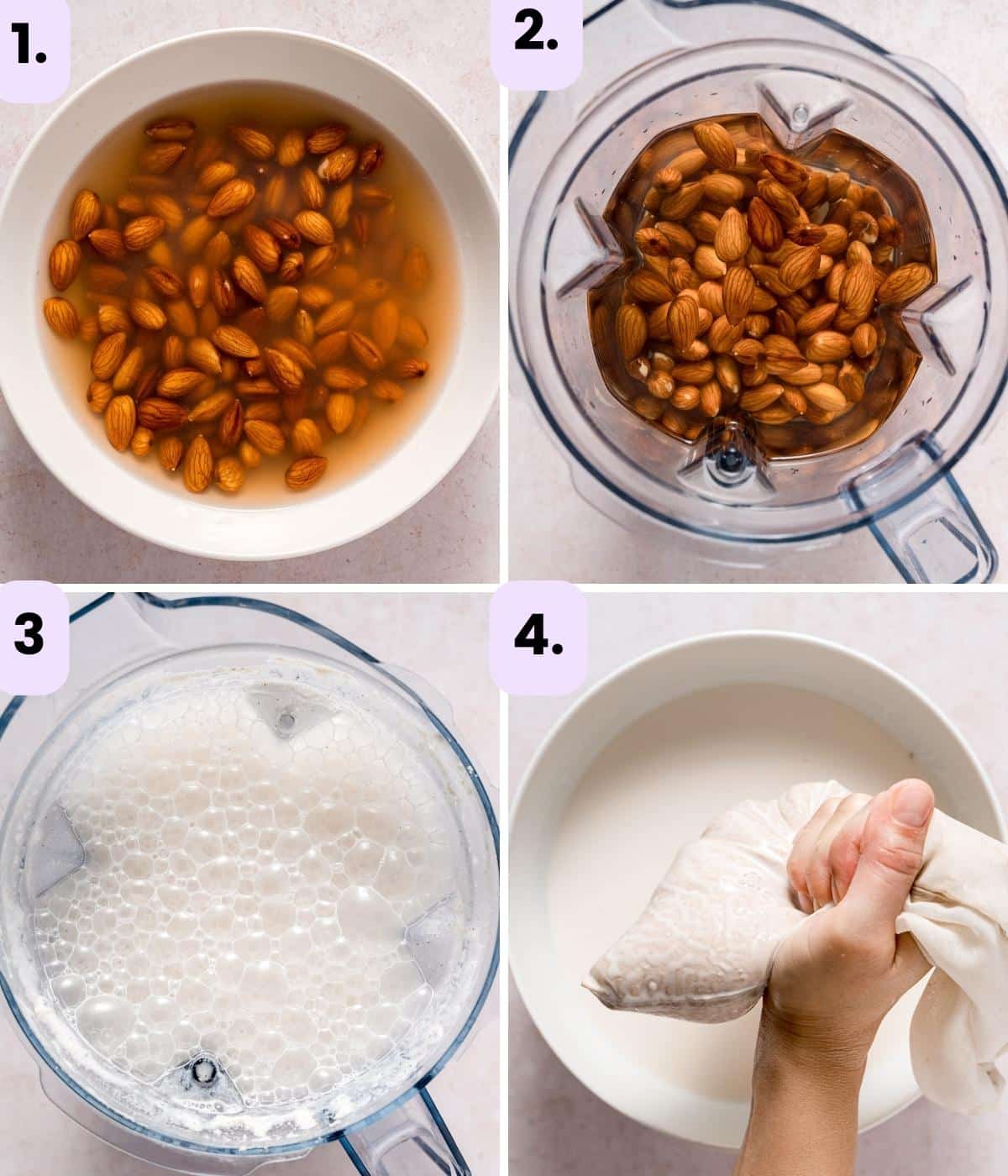 how to make almond milk - process photos