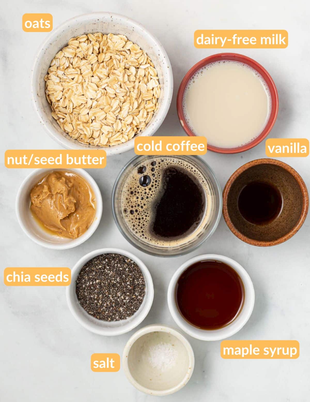coffee overnight oat ingredients