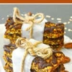 pumpkin granola bars in a stack tied with string