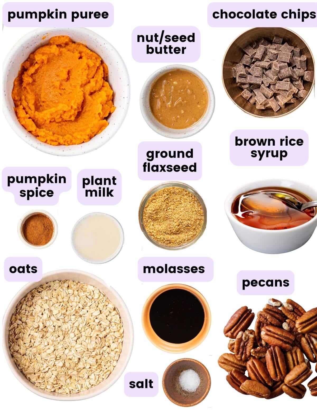ingredients needed to make pumpkin granola bars