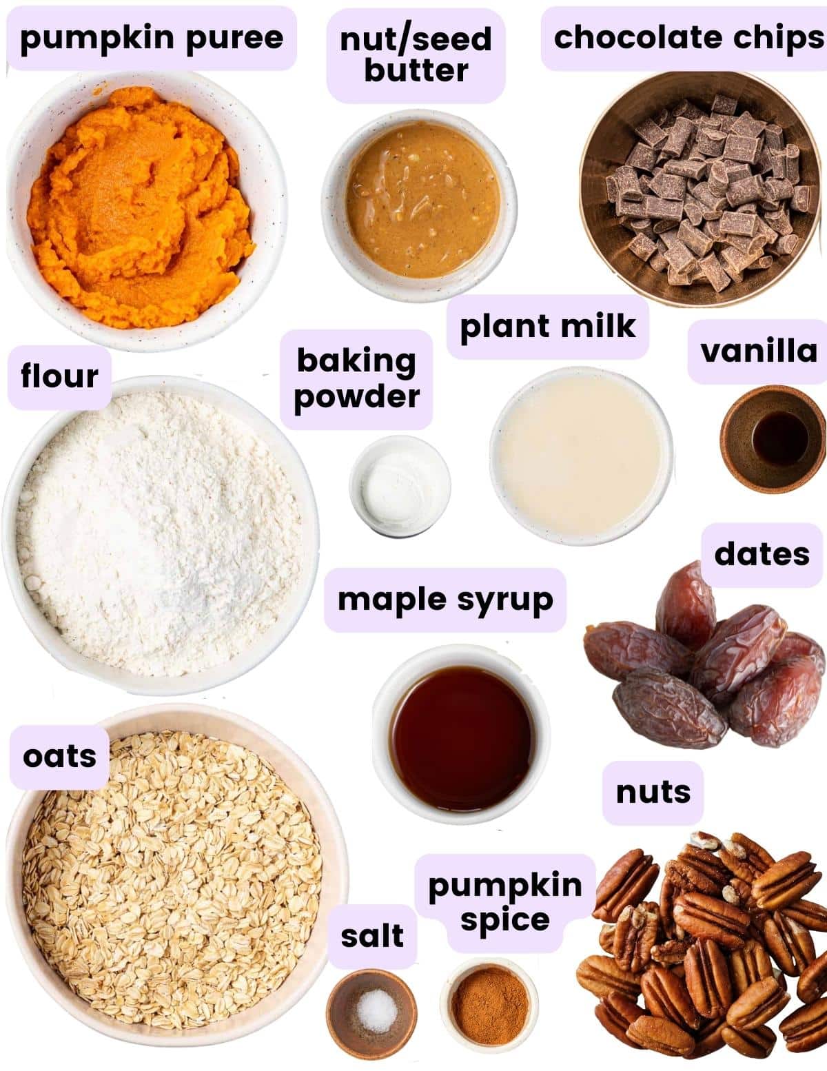 ingredients needed to make pumpkin oatmeal bars 