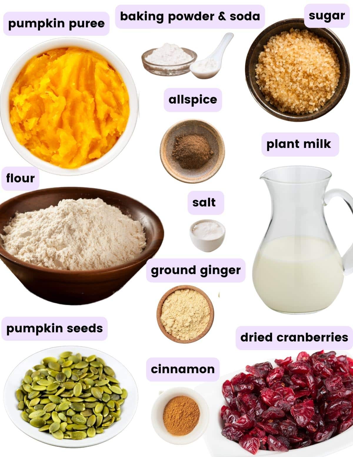 ingredients needed to make vegan pumpkin bread