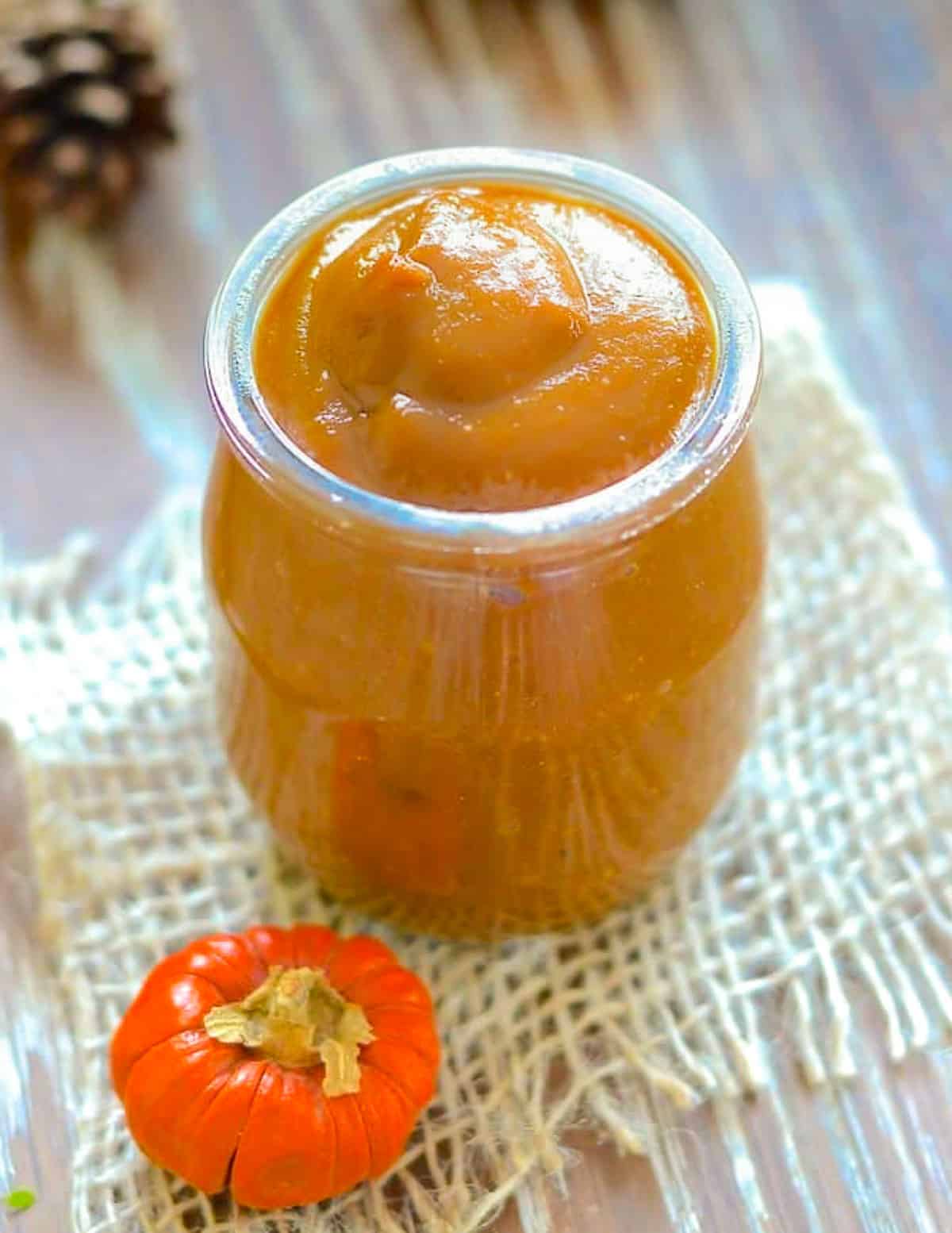 a jar of pumpkin caramel sauce