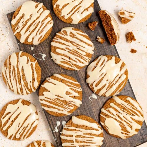 vegan ginger cookies on a wooden board