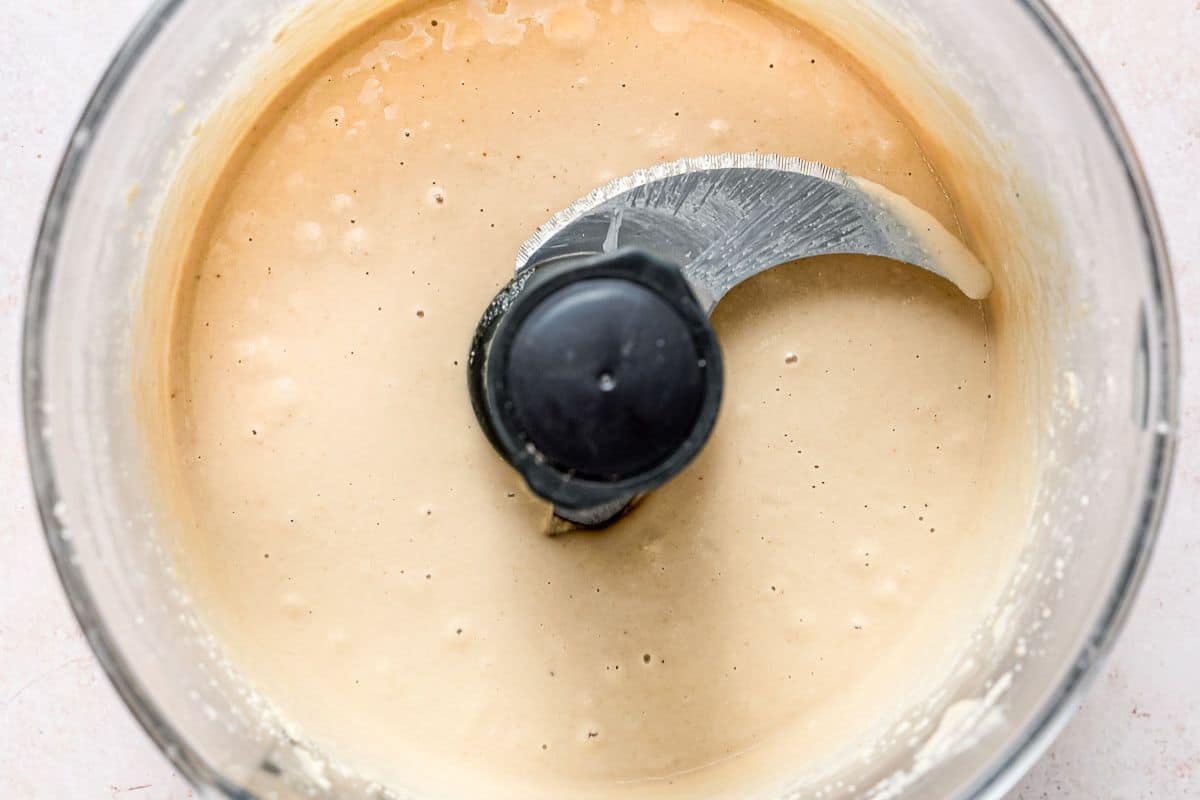 smooth, drippy tahini in a food processor