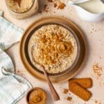 a bowl of Biscoff overnight oats