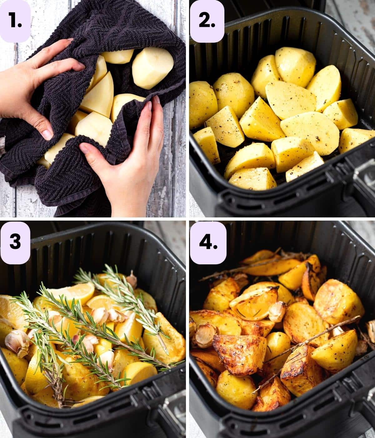 how to make air fryer lemon garlic roast potatoes