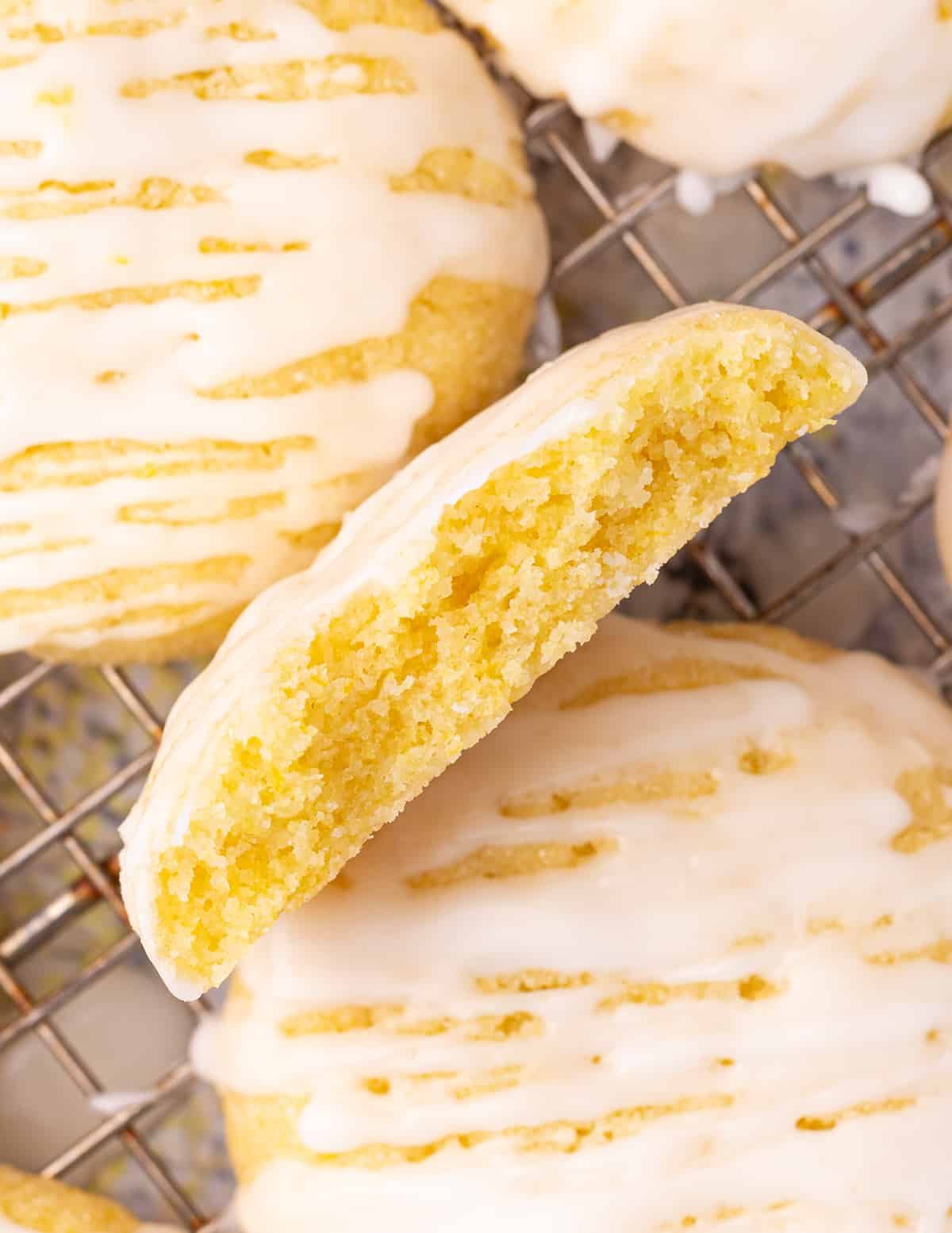 the inside of a vegan lemon cookie