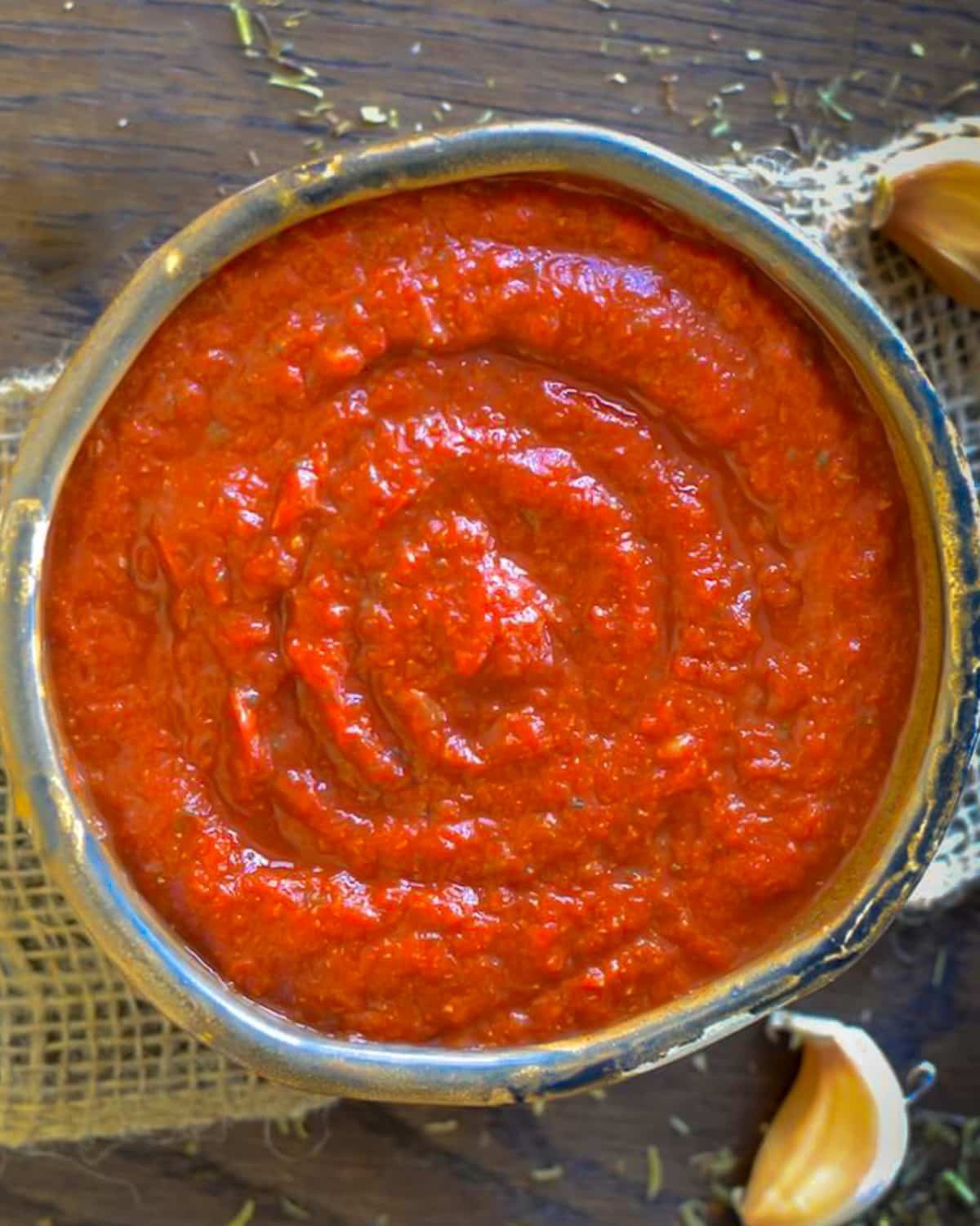 a bowl of pizza sauce