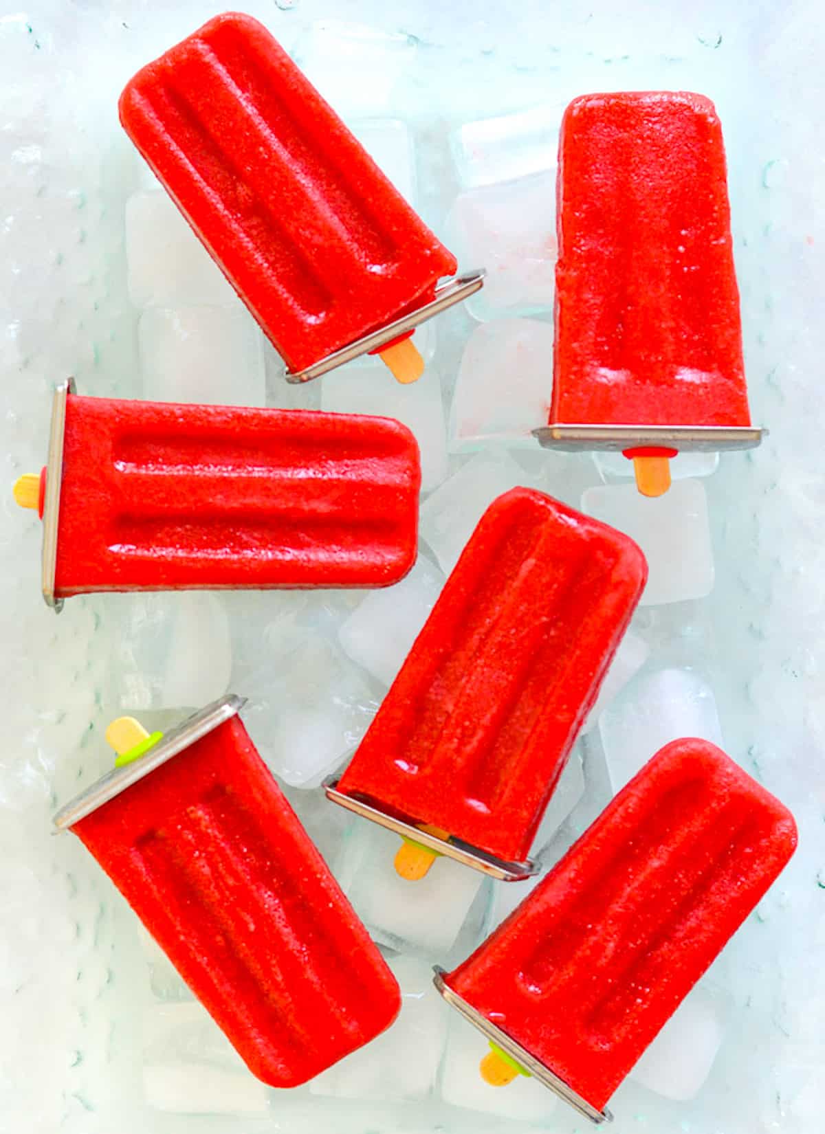 strawberry popsicles on ice