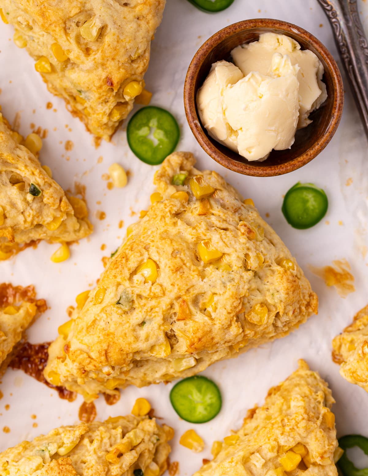 vegan savoury scones on parchment paper