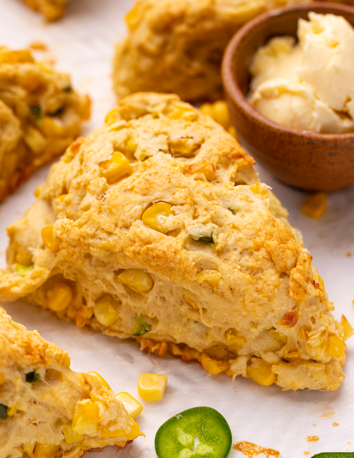 a vegan jalapeno corn scones