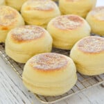 English muffins on a wire rack