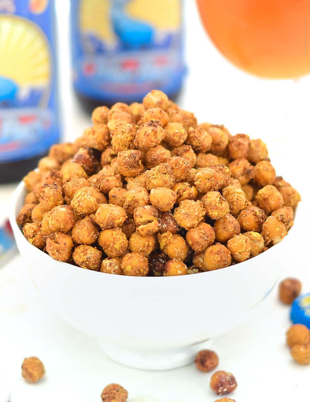 a bowl of cheese & onion crispy roasted chickpeas