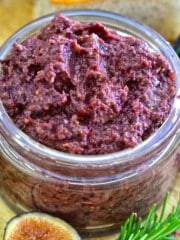 fig black olive tapenade in a jar