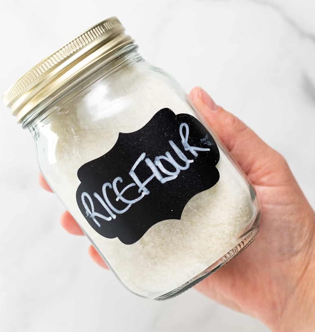 rice flour in a labelled jar