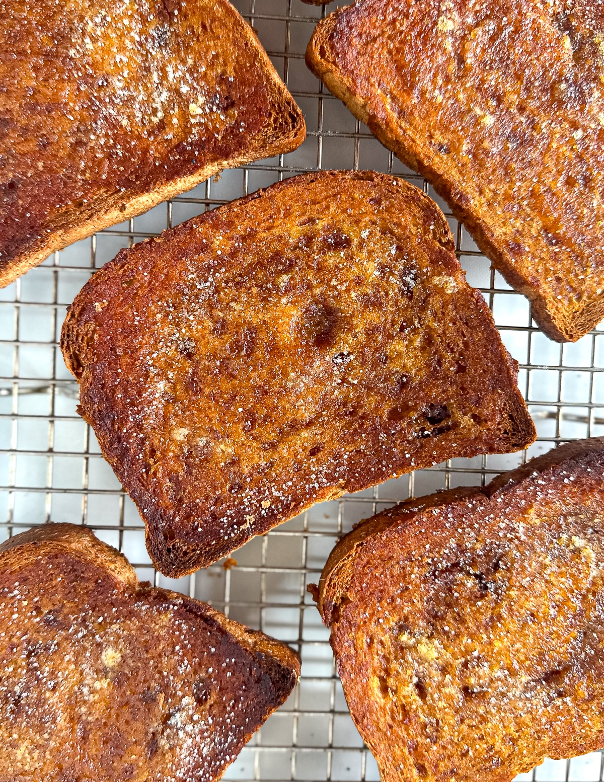 pumpkin cinnamon toast on a wire rack