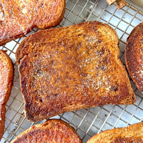 pumpkin cinnamon toast on a wire rack