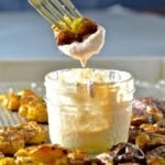 smashed potatoes with dipping sauce