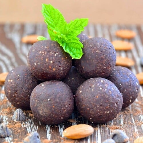 a pile of homemade Larabar Mint Chip Brownie Bites