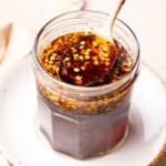 a jar of vegan hot "honey"