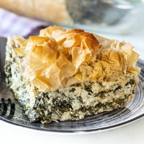 a slice of vegan spanakopita