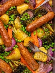 vegan sheet pan sausage dinner