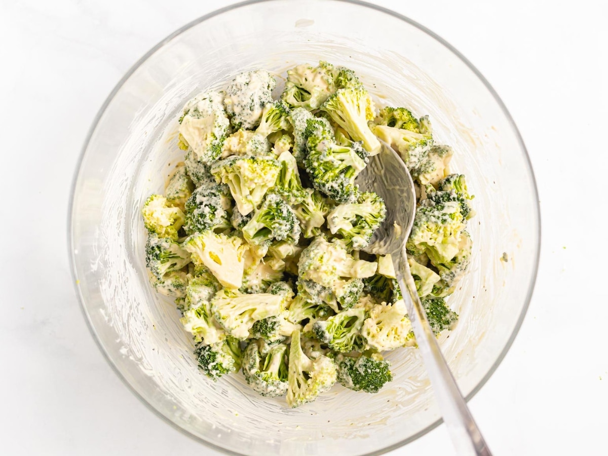 broccoli tossed in a cream dressing